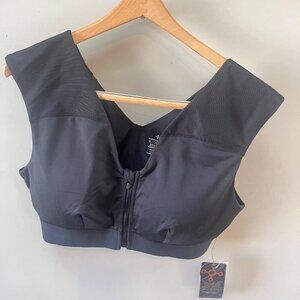 Tommie Copper Womens Shoulder Support Bra W/ Zipper Black XL Copper & Zinc Infus